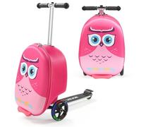 VEVOR Maleta Patinete Infantil 315x670x790 mm Capacidad de 20 L con Ruedas de Poliuretano Asa Ajustable Agarre Antideslizante de TPR Plegable y Ligera para Niños Mayores de 5 Años para Viajar, Rosa