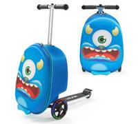 VEVOR Maleta Patinete Infantil 315x670x790 mm Capacidad de 20 L con Ruedas de Poliuretano Asa Ajustable Agarre Antideslizante de TPR Plegable y Ligera para Niños Mayores de 5 Años para Viajar, Azul