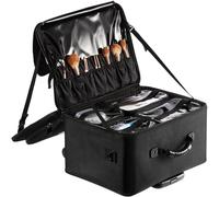 VEVOR Maletín de Maquillaje con Ruedas de 3 Niveles, maletín de Almacenamiento práctico con Asas, Correa, Estuche de Maquillaje Profesional, Impermeable, Oxford, Regalo de Maquillaje, Color Negro,