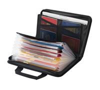 VEVOR Maletín Ignífugo para Documentos, Resistente al Agua y con Aislamiento Térmico de 1000 °C, con Carpeta Tipo Acordeón de 12 Páginas, para Pasaportes y Archivos, Negro, 368 x 270 x 50 mm