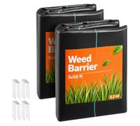 VEVOR Malla Antihierbas 0,9 x 15,2m, 90 g/m², Paquete de 2, Tela Geotextil para Control de Maleza PP Tejido de Alta Densidad para Camino de Grava, Jardines, Invernadero, Exterior, Drenaje, Ventilación