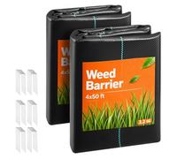 VEVOR Malla Antihierbas 1,2 x 15,2m, 90 g/m², Paquete de 2, Tela Geotextil para Control de Maleza PP Tejido de Alta Densidad para Jardines, Invernadero, Camino de Grava, Drenaje, Ventilación, Exterior