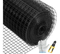 VEVOR Malla de Alambre 122x1524 cm Malla de Acero Galvanizado Revestida de Vinilo Malla de Calibre 16 con Pinzas de Corte y Par de Guantes de Tela para Cercas de Jardín, Cercados para Mascotas