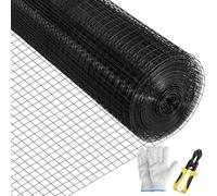 VEVOR Malla de Alambre 61 x 3048 cm Malla de Acero Galvanizado Revestida de Vinilo Malla de Calibre 16 con Pinzas de Corte y Par de Guantes de Tela para Cercas de Jardín, Cercados para Mascotas