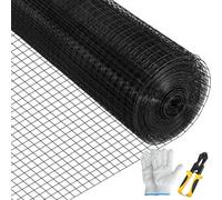 VEVOR Malla de Alambre 61 x 3048 cm Malla de Acero Galvanizado Revestida de Vinilo Malla de Calibre 16 con Pinzas de Corte y Par de Guantes de Tela para Cercas de Jardín, Cercados para Mascotas