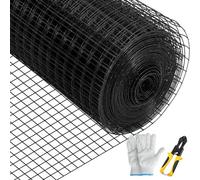 VEVOR Malla de Alambre 91 x 1524 cm Malla de Acero Galvanizado Revestida de Vinilo Malla de Calibre 16 con Pinzas de Corte y Par de Guantes de Tela para Cercas de Jardín, Cercados para Mascotas