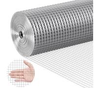 VEVOR Malla de Alambre Soldada 1220mm x 15,24m Rollo de Malla de Alambre Galvanizado en Caliente 12,7x12,7 mm Valla de Alambre de Gallinero Calibre 19 para Jaulas de Conejos, Jardín, Roedores Pequeños