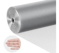 VEVOR Malla de Alambre Soldada 1220mm x 15,24m Rollo de Malla de Alambre Galvanizado en Caliente 6,35x6,35 mm Valla de Alambre de Gallinero Calibre 23 para Jaulas de Conejos, Jardín, Roedores Pequeños