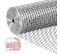 VEVOR Malla de Alambre Soldada 610 mm x 7,62 m Rollo de Malla de Alambre Galvanizado en Caliente 12,7x12,7 mm Valla de Alambre de Gallinero Calibre 19 para Jaulas de Conejos, Jardín, Roedores Pequeños