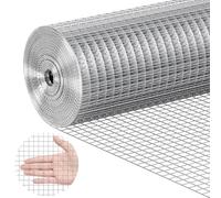 VEVOR Malla de Alambre Soldada 610 mm x 7,62 m Rollo de Malla de Alambre Galvanizado en Caliente 12,7x12,7 mm Valla de Alambre de Gallinero Calibre 19 para Jaulas de Conejos, Jardín, Roedores Pequeños