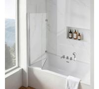 VEVOR Mampara de Ducha Plegable para Bañera 1200x1400 mm Puerta de Vidrio | Mampara de Bañera sin Marco, Cristal Templado de Seguridad 6 mm, 2 Bisagras, 180° Plegable, Perfil de Aluminio, Plateado