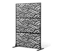VEVOR Mampara de Privacidad de Metal de 120 x 50,8 x 183 cm con Soporte, Mamparas y Paneles de Privacidad Independiente para Exteriores de 3 Paneles para Jardín, Balcón, Patio, Habitación, Negro