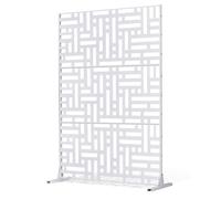 VEVOR Mampara de Privacidad de Metal de 120 x 50,8 x 193 cm con Soporte, Mamparas y Paneles de Privacidad Independiente para Exteriores de 3 Paneles para Jardín, Balcón, Patio, Habitación, Blanco