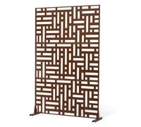 VEVOR Mampara de Privacidad de Metal de 91 x 50,8 x 191 cm con Soporte, Mamparas y Paneles de Privacidad Independiente para Exteriores de 3 Paneles para Jardín, Balcón, Patio, Habitación, Marrón