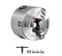 VEVOR Mandril de Torno de 3 Mordazas 80 mm Autocentrante Rango de Sujeción de 2-63 mm con Tornillos de Fijación con Llave en T, Mordazas Reversibles, Interior/Exterior para Torno de Madera y Metal
