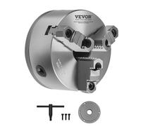 VEVOR Mandril de Torno de 3 Mordazas Diámetro Exterior de 160 mm Autocentrante con Placa de Soporte Roscada, Rango de Sujeción de 3-145 mm con Tornillos de Llave en T para Torno de Madera y Metal