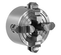 VEVOR Mandril de Torno de 4 mordazas 80 mm Autocentrante Rango de Sujeción de 5-80 mm con Tornillos de Fijación con Llave en T, Mordazas Reversibles, Interior/Exterior para Torno de Madera y Metal