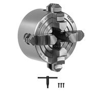 VEVOR Mandril de Torno de 4 mordazas 80 mm Autocentrante Rango de Sujeción de 5-80 mm con Tornillos de Fijación con Llave en T, Mordazas Reversibles, Interior/Exterior para Torno de Madera y Metal