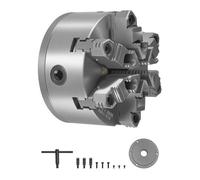 VEVOR Mandril de Torno de 6 Mordazas Diámetro Exterior 160 mm Autocentrante con Placa de Soporte de Leva D1-4, Rango de Sujeción de 3-145 mm con Tornillos de Llave en T para Torno de Madera y Metal