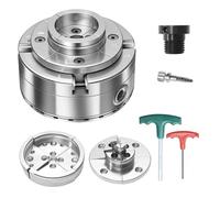 VEVOR Mandril para Torno de Madera 4 pulgadas 4 Mordazas, Juego de Mandril Autocentrante con Rosca de 1 pulgada x 8 TPI, Juego de 3 Mandriles de Pasador y Redondos, para Torno de Carpintería