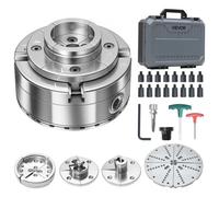 VEVOR Mandril para Torno de Madera 4 pulgadas 4 Mordazas, Juego de Mandril Autocentrante con Rosca de 1 pulgada x 8TPI, 5 Mandriles de Redondo, Plano, Escalonado, Pasador, para Torno de Carpintería