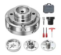 VEVOR Mandril para Torno de Madera 4 pulgadas 4 Mordazas, Juego de Mandril Autocentrante con Rosca de 1 pulgada x 8TPI, 4 Mandriles de Redondo, Escalonado, Pasador, para Torno de Carpintería