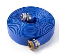 VEVOR Manguera Plana para Descarga de Agua, 3,81 cm x 30,48 m, de PVC, Azul | Para Filtro de Arena y Bomba de Sumidero de Piscinas, Resistente a la Intemperie y a las Roturas, con Conexiones de Pasador