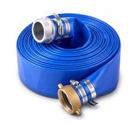VEVOR Manguera Plana para Descarga de Agua, 5,08 cm x 15,24 m, de PVC, Azul | Para Filtro de Arena y Bomba de Sumidero de Piscinas, Resistente a la Intemperie y a las Roturas, con Conexiones de Pasador