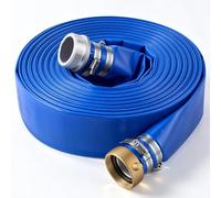 VEVOR Manguera Plana para Descarga de Agua, 5,08 cm x 30,48 m, de PVC, Azul | Para Filtro de Arena y Bomba de Sumidero de Piscinas, Resistente a la Intemperie y a las Roturas, con Conexiones de Pasador