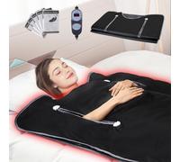 VEVOR Manta de Sauna de Infrarrojos Lejanos 180x80 cm Tela Oxford Temperatura Ajustable 1-6 Niveles 45-80 °C Temporizador de 1-60 min con Orificios para Brazos Bolsas de Sauna para Relajación en Hogar