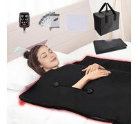 VEVOR Manta de Sauna de Infrarrojos Lejanos Portátil 180x90 cm Temperatura Ajustable 1-6 Niveles 35-85 °C Temporizador 1-60 min Orificios para los Brazos Bolsas de Sauna Calefacción Fibra de Carbono
