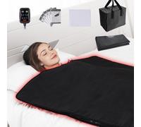 VEVOR Manta de Sauna de Infrarrojos Lejanos Portátil 190x90 cm Temperatura 1-6 Niveles 35-85°C Temporizador 1-60 min con Bolsas de Sauna Piedras Terapéuticas Calefacción de Fibra de Carbono para Hogar