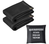 VEVOR Manta de Soldadura Ignífuga 2 Piezas Manta Ignífuga de Emergencia 1,83 x 3,05 m Manta Ignífuga de Fibra de Vidrio Tejido Resistente al Calor hasta 550 °C con 8 Ojales de Latón, Negro, 2 uds