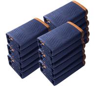 VEVOR Mantas para Mudanzas de Muebles 2032x1829 mm Mantas de Protección de Embalaje Resistentes 12 Piezas Tela no Tejida 65 libras/dz para Proteger Muebles, Pisos, Electrodomésticos, Azul/Naranja