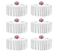 VEVOR Mantel Redondo, Elegante y Transpirable, Resistente a Manchas y Arrugas, 3352 mm de Diámetro, de Poliéster, para Bodas y Fiestas, 6 uds, Color Blanco, Lavable a Mano, a Máquina o en Seco