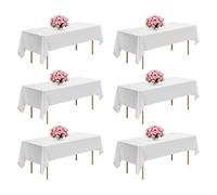 VEVOR Manteles Rectangulares, 1524 x 2591 mm, Reutilizables, Lavables a Máquina, de Tela 100% Poliéster, para Fiestas, Bodas, Banquetes o Cualquier Otra Decoración Festiva, Color Blanco, 6 uds