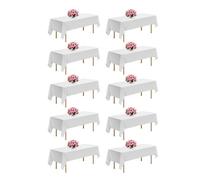 VEVOR Manteles Rectangulares, 1524 x 2591 mm, Reutilizables, Lavables a Máquina, de Tela 100% Poliéster, para Fiestas, Bodas, Banquetes o Cualquier Otra Decoración Festiva, Color Blanco, 10 uds