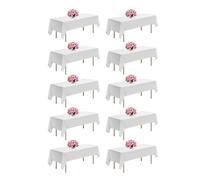 VEVOR Manteles Rectangulares, 1524 x 2591 mm, Reutilizables, Lavables a Máquina, de Tela 100% Poliéster, para Fiestas, Bodas, Banquetes o Cualquier Otra Decoración Festiva, Color Blanco, 10 uds