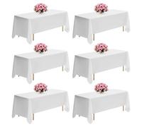 VEVOR Manteles Rectangulares, 1778 x 3048 mm, Reutilizables, Lavables a Máquina, de Tela 100% Poliéster, para Fiestas, Bodas, Banquetes o Cualquier Otra Decoración Festiva, Color Blanco, 6 uds