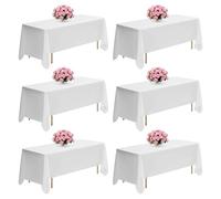 VEVOR Manteles Rectangulares, 1778 x 3048 mm, Reutilizables, Lavables a Máquina, de Tela 100% Poliéster, para Fiestas, Bodas, Banquetes o Cualquier Otra Decoración Festiva, Color Blanco, 6 uds