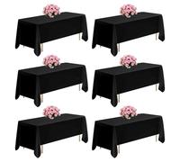 VEVOR Manteles Rectangulares, 1778 x 3048 mm, Reutilizables, Lavables a Máquina, de Tela 100% Poliéster, para Fiestas, Bodas, Banquetes o Cualquier Otra Decoración Festiva, Color Negro, 6 uds