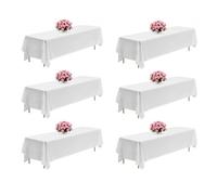 VEVOR Manteles Rectangulares, 2286 x 3353 mm, Reutilizables, Lavables a Máquina, de Tela 100% Poliéster, para Fiestas, Bodas, Banquetes o Cualquier Otra Decoración Festiva, Color Blanco, 6 uds