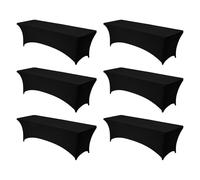 VEVOR Manteles Rectangulares de Licra Elástica para Mesas, Lavables y Antiarrugas, 95% Poliéster y 5% Elastano, para Fiestas, Bodas, Banquetes y Festivales, Negro, 6 uds, 244 x 76 x 76 cm