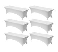 VEVOR Manteles Rectangulares de Licra Elástica para Mesas, Lavables y Antiarrugas, 95% Poliéster y 5% Elastano, para Fiestas, Bodas, Banquetes y Festivales, Blanco, 6 uds, 244 x 76 x 76 cm