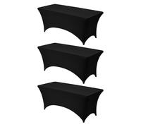 VEVOR Manteles Rectangulares de Licra Elástica para Mesas, Lavables y Antiarrugas, 95% Poliéster y 5% Elastano, para Fiestas, Bodas, Banquetes y Festivales, Negro, 3 uds, 183 x 76 x 76 cm