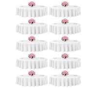 VEVOR Manteles Redondos de 2286 mm, Antiarrugas, Lavables a Máquina, de Poliéster, Agradable para la Piel y Transpirable, para Fiestas, Bodas, Banquetes y Eventos Formales, Color Blanco, 10 uds