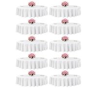 VEVOR Manteles Redondos de 2286 mm, Antiarrugas, Lavables a Máquina, de Poliéster, Agradable para la Piel y Transpirable, para Fiestas, Bodas, Banquetes y Eventos Formales, Color Blanco, 10 uds