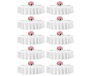 VEVOR Manteles Redondos de 2286 mm, Antiarrugas, Lavables a Máquina, de Poliéster, Agradable para la Piel y Transpirable, para Fiestas, Bodas, Banquetes y Eventos Formales, Color Blanco, 10 uds