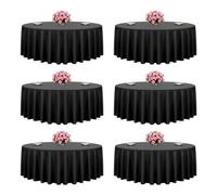 VEVOR Manteles Redondos de 3048 mm, Elegantes y Versátiles, Resistentes a Las Arrugas, Lavables a Máquina, de Poliéster, para Fiestas, Bodas, Banquetes y Eventos Formales, Color Negro, 6 uds