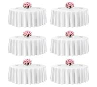 VEVOR Manteles Redondos de 3048 mm, Elegantes y Versátiles, Resistentes a las Arrugas, Lavables a Máquina, de Poliéster, para Fiestas, Bodas, Banquetes y Eventos Formales, Color Blanco, 6 uds